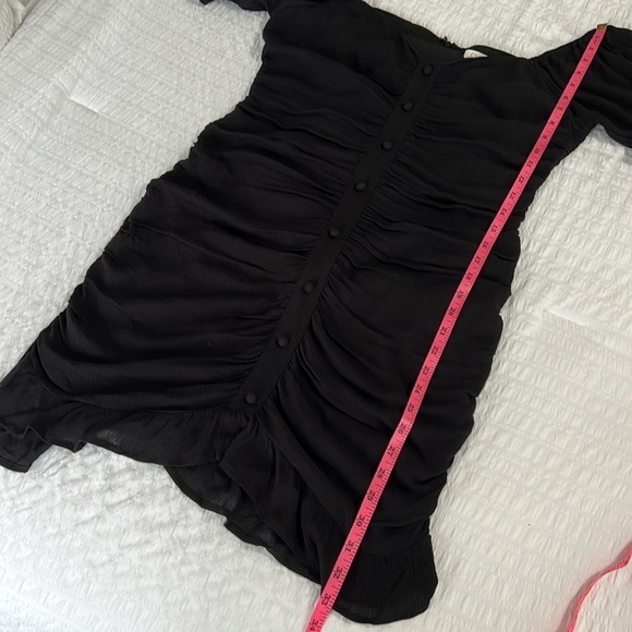 Cloud Ten Womens Sexy Short Sleeve Ruched Button Down Front Ruffle Mini Dress M - Picture 8 of 12